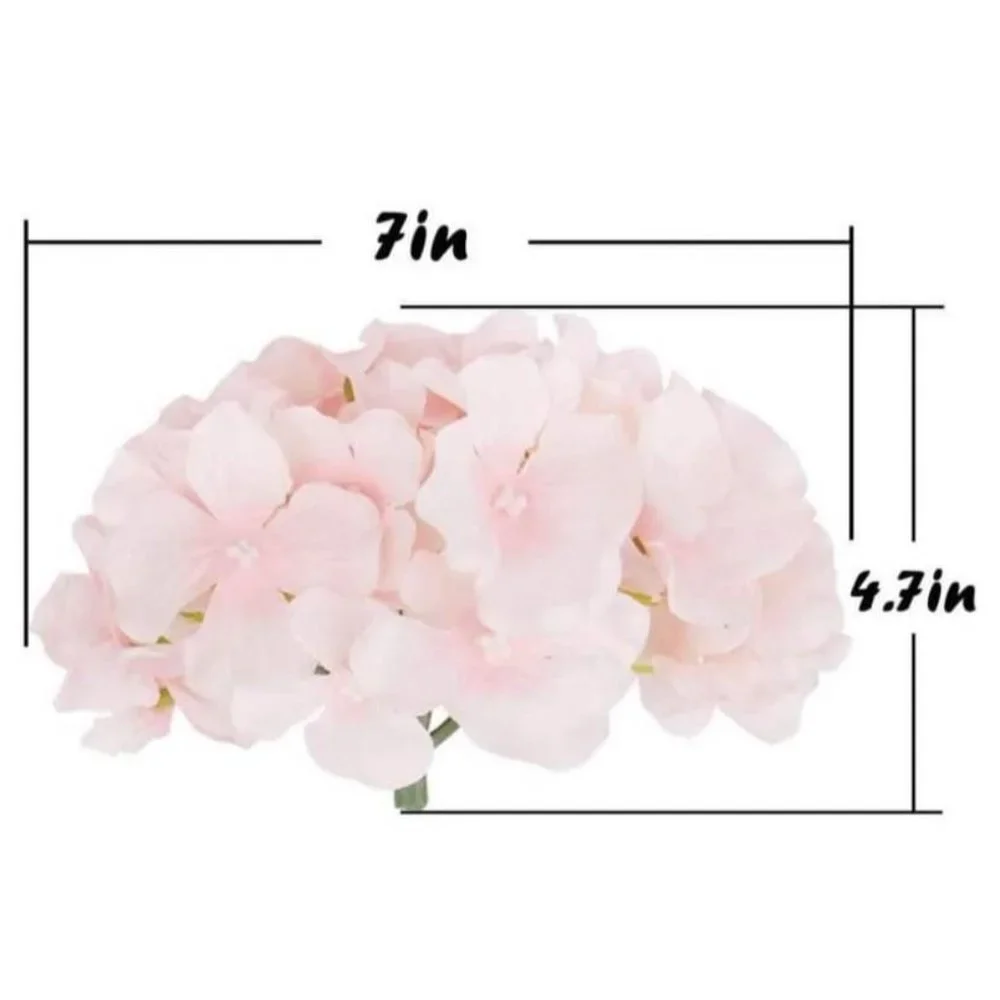 20 Pack | Light Pink Silk Hydrangea Heads Flowers Stems Home Wedding Floral